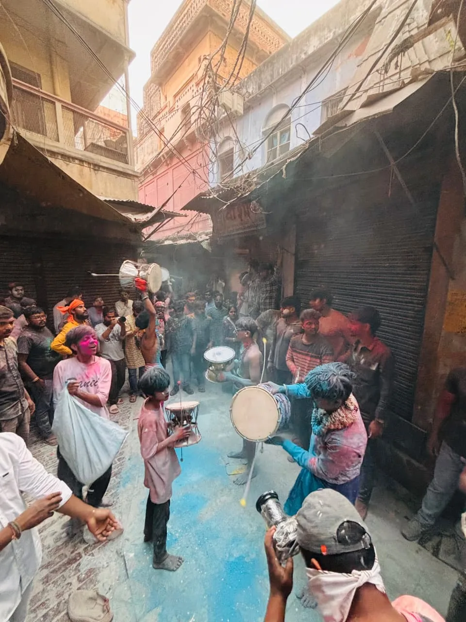 Holi celebration in Banaras (Varanasi) — colours, drums, and festivity at the ghats