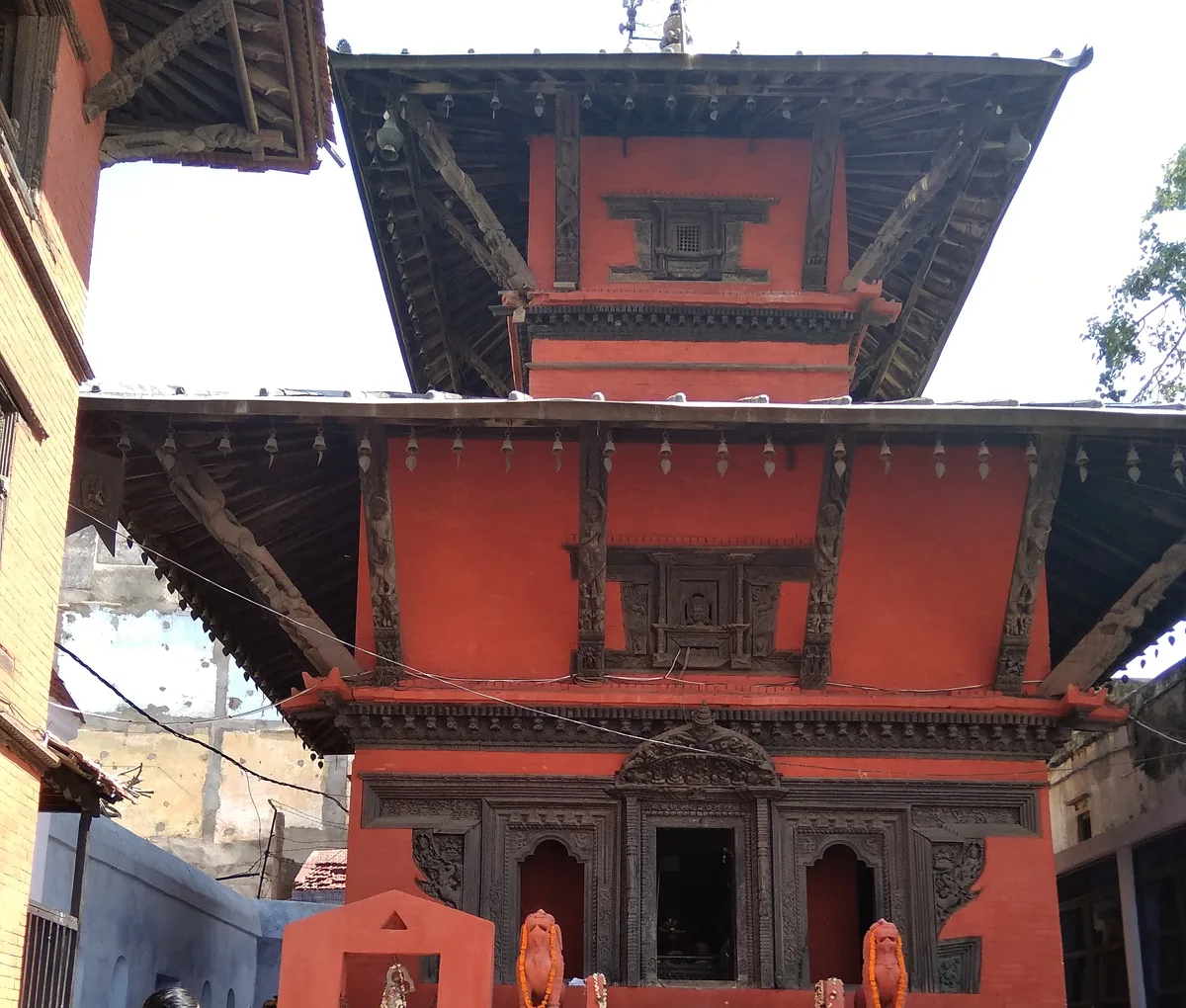 The Nepali Pashupatinath Temple at Lalita Ghat, Varanasi — traditional Newar pagoda architecture on the banks of the River Ganga